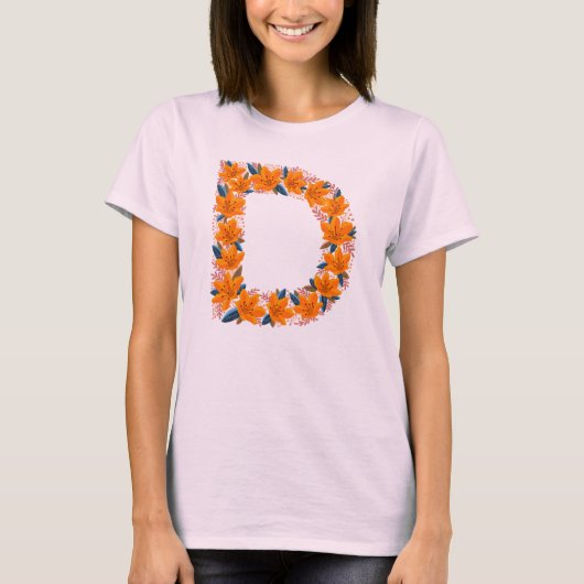 Bloembrief D vrouw basic T-shirt (Voorkant)