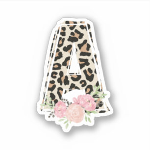 Bloembrief Een Initiaal naam Leopard Cheetah Print Sticker