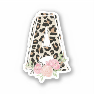Bloembrief Een Initiaal naam Leopard Cheetah Print Sticker