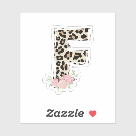 Bloembrief F Initiaal naam Leopard Cheetah Print Sticker (Vel)