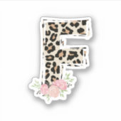 Bloembrief F Initiaal naam Leopard Cheetah Print Sticker (Voorkant)