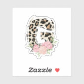 Bloembrief G Initiaal naam Leopard Cheetah Print Sticker (Vel)