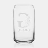 Bloembrief G Monogram en gepersonaliseerde naam Blikvorm Glas (Achterkant)