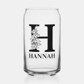 Bloembrief H Monogram en gepersonaliseerde naam Blikvorm Glas (Voorkant)