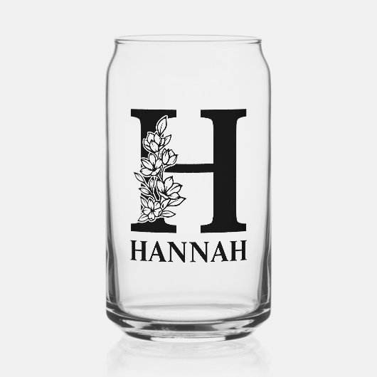 Bloembrief H Monogram en gepersonaliseerde naam Blikvorm Glas (Voorkant)