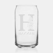 Bloembrief H Monogram en gepersonaliseerde naam Blikvorm Glas (Achterkant)