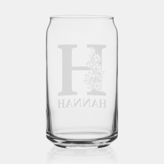 Bloembrief H Monogram en gepersonaliseerde naam Blikvorm Glas (Achterkant)