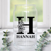 Bloembrief H Monogram en gepersonaliseerde naam Blikvorm Glas
