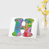 Bloembrief H Wenskaart - Blank Inside Kaart (Gele Bloem)