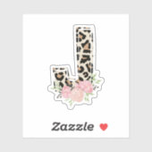Bloembrief J Initiaal naam Leopard Cheetah Print Sticker (Vel)