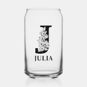 Bloembrief J Monogram en gepersonaliseerde naam Blikvorm Glas (Voorkant)
