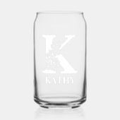 Bloembrief K Monogram Gepersonaliseerde naam Wit Blikvorm Glas (Voorkant)