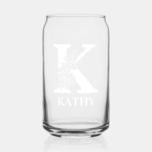 Bloembrief K Monogram Gepersonaliseerde naam Wit Blikvorm Glas (Voorkant)