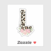 Bloembrief L Initiaal naam Leopard Cheetah Print Sticker (Vel)