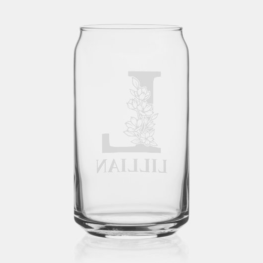 Bloembrief L Monogram en gepersonaliseerde naam Blikvorm Glas (Achterkant)