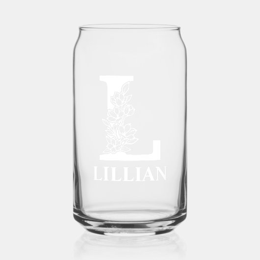 Bloembrief L Monogram Gepersonaliseerde naam Wit Blikvorm Glas (Voorkant)