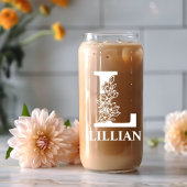 Bloembrief L Monogram Gepersonaliseerde naam Wit Blikvorm Glas