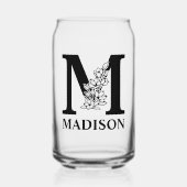 Bloembrief M Monogram en gepersonaliseerde naam Blikvorm Glas (Voorkant)