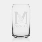 Bloembrief M Monogram en gepersonaliseerde naam Blikvorm Glas (Achterkant)