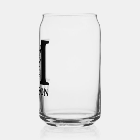 Bloembrief M Monogram en gepersonaliseerde naam Blikvorm Glas (Links)
