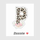 Bloembrief P Initiaal naam Leopard Cheetah Print Sticker (Vel)