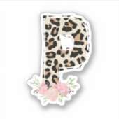 Bloembrief P Initiaal naam Leopard Cheetah Print Sticker (Voorkant)