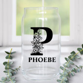 Bloembrief P Monogram en gepersonaliseerde naam Blikvorm Glas