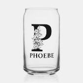 Bloembrief P Monogram en gepersonaliseerde naam Blikvorm Glas (Voorkant)
