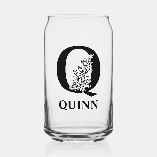 Bloembrief Q Monogram en gepersonaliseerde naam Blikvorm Glas (Voorkant)