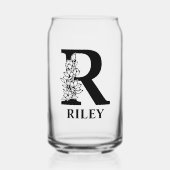 Bloembrief R Monogram en gepersonaliseerde naam Blikvorm Glas (Voorkant)