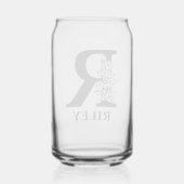 Bloembrief R Monogram en gepersonaliseerde naam Blikvorm Glas (Achterkant)