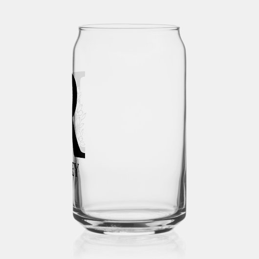 Bloembrief R Monogram en gepersonaliseerde naam Blikvorm Glas (Links)