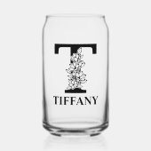 Bloembrief T Monogram en gepersonaliseerde naam Blikvorm Glas (Voorkant)