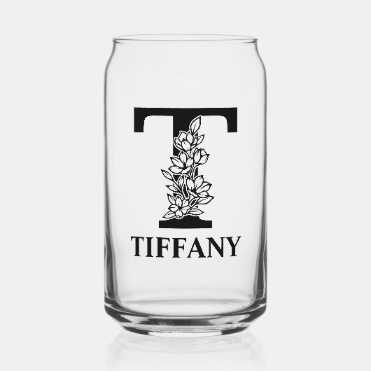 Bloembrief T Monogram en gepersonaliseerde naam Blikvorm Glas (Voorkant)