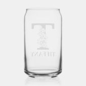 Bloembrief T Monogram en gepersonaliseerde naam Blikvorm Glas (Achterkant)