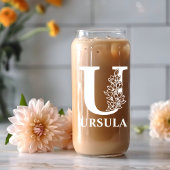 Bloembrief U Monogram Gepersonaliseerde naam Wit Blikvorm Glas