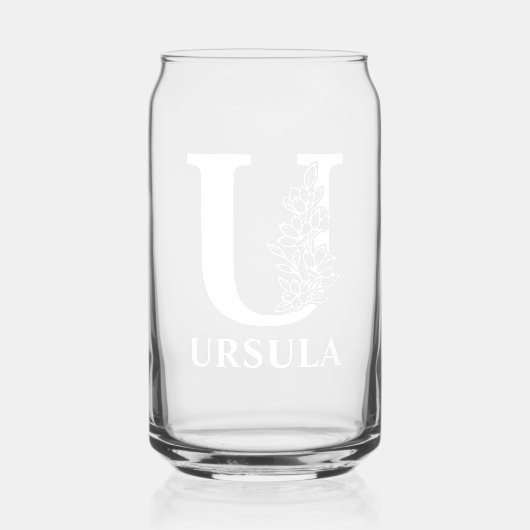 Bloembrief U Monogram Gepersonaliseerde naam Wit Blikvorm Glas (Voorkant)