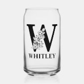 Bloembrief W Monogram en gepersonaliseerde naam Blikvorm Glas (Voorkant)
