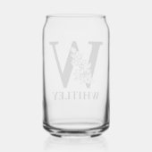 Bloembrief W Monogram en gepersonaliseerde naam Blikvorm Glas (Achterkant)