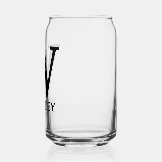 Bloembrief W Monogram en gepersonaliseerde naam Blikvorm Glas (Links)