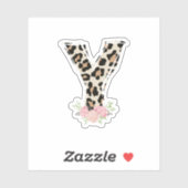 Bloembrief Y Initiaal naam Leopard Cheetah Print Sticker (Vel)