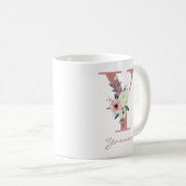 Bloembrief Y Initiaal - Roze en Ivoor Boeket Koffiemok (Voorkant rechts)