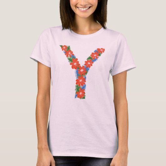 Bloembrief Y vrouw basic T-shirt (Voorkant)