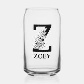 Bloembrief Z Monogram en gepersonaliseerde naam Blikvorm Glas (Voorkant)