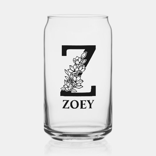 Bloembrief Z Monogram en gepersonaliseerde naam Blikvorm Glas (Voorkant)