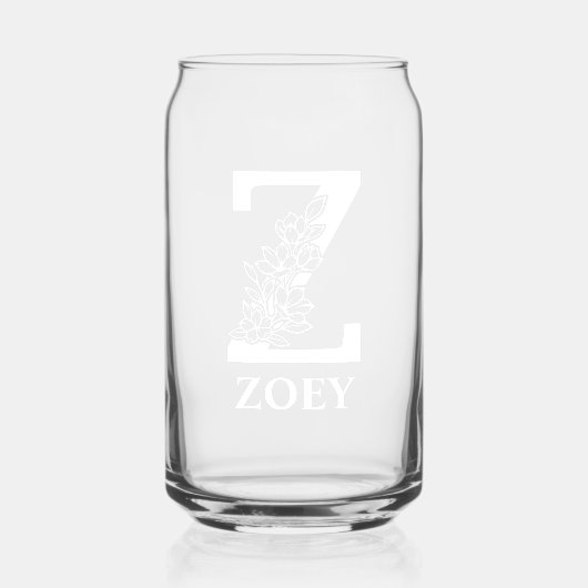 Bloembrief Z Monogram Gepersonaliseerde naam Wit Blikvorm Glas (Voorkant)