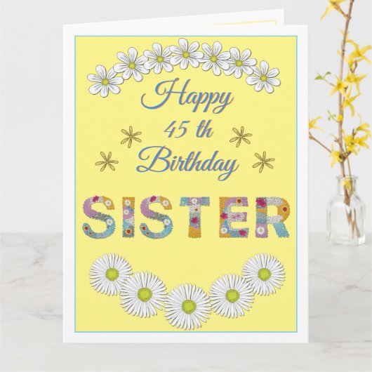 Bloembrief Zuster Persoonlijke geboortedag kaart (Gele Bloem)