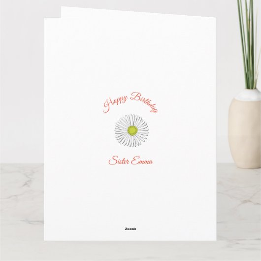 Bloembrief Zuster Persoonlijke geboortedag kaart (Achterkant)