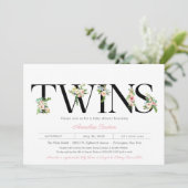 Bloembrieven Pastel Roze Tweeling Meisje Baby show Kaart (Staand voorkant)
