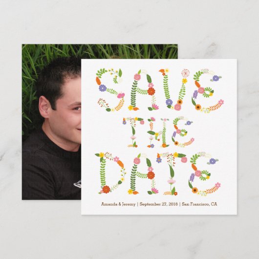 Bloembrieven Rustieke Woodland Foto Bewaar de datu Save The Date (Voorkant / Achterkant)